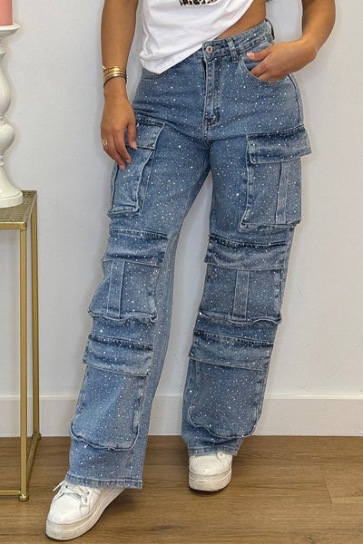 Women's Multi-Pocket Rhinestone Jeans