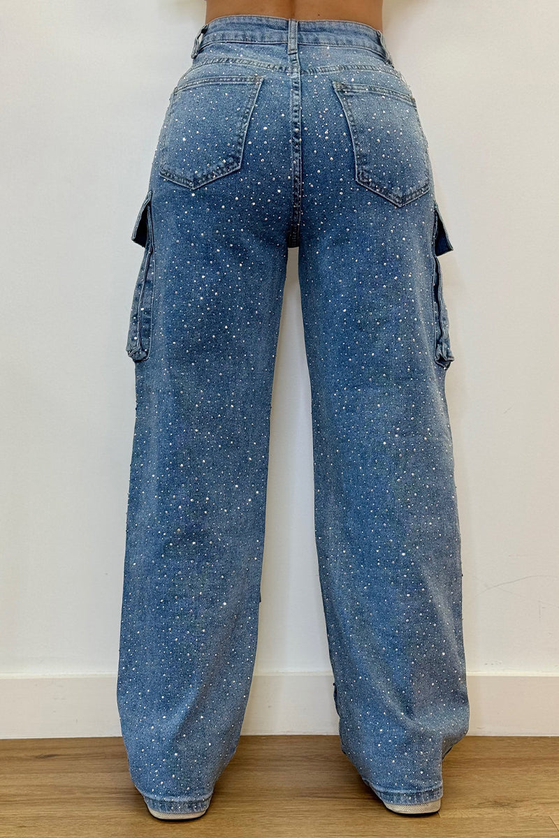 Women's Multi-Pocket Rhinestone Jeans