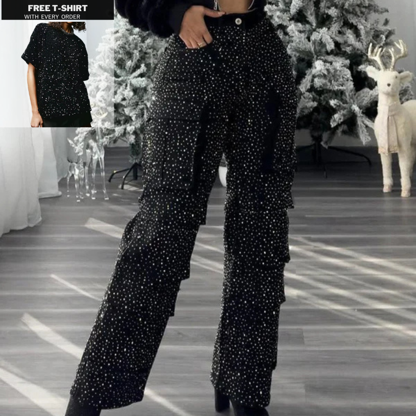 Women's Multi-Pocket Rhinestone Jeans